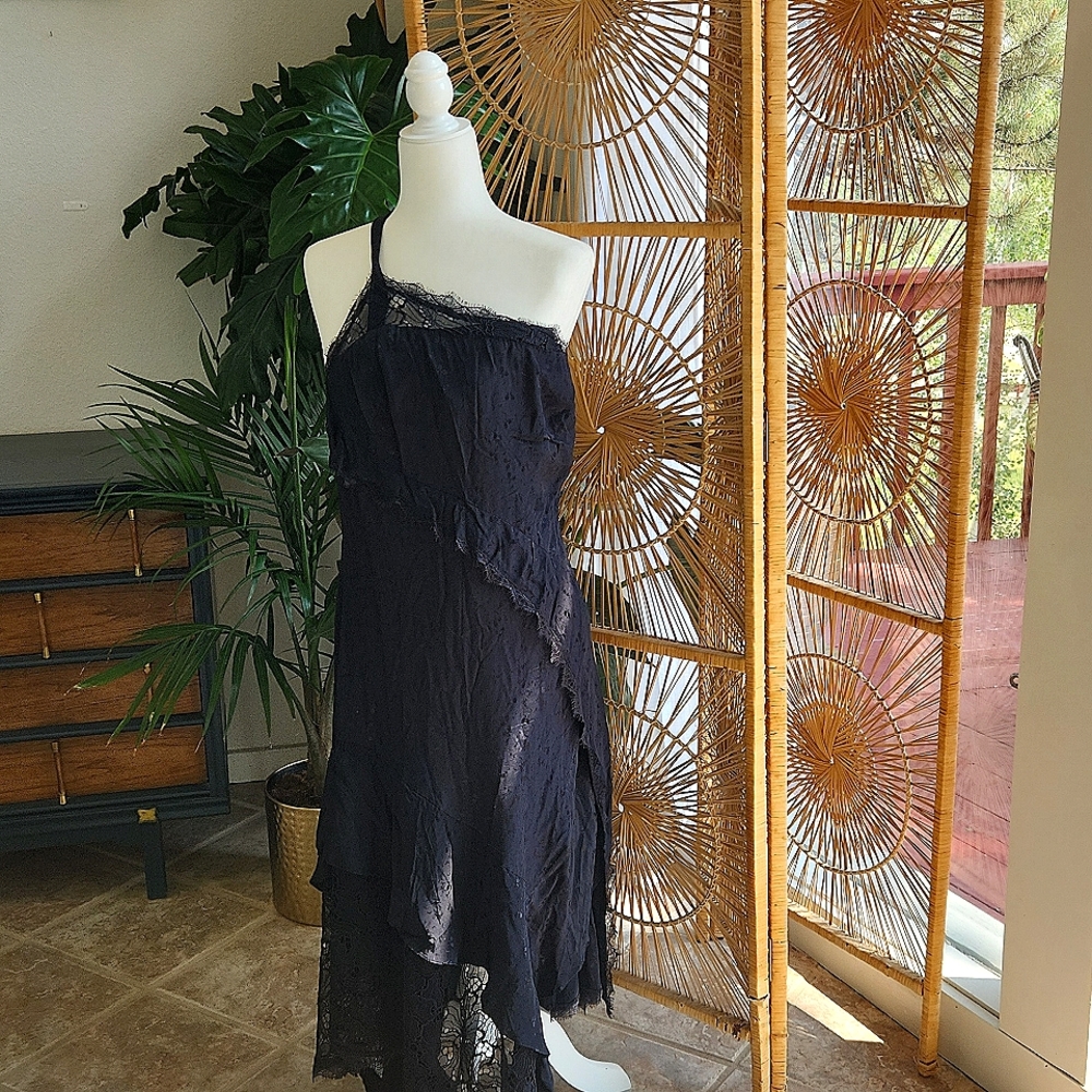 Anthropologie one-strap shoulder dress, size 12, black
